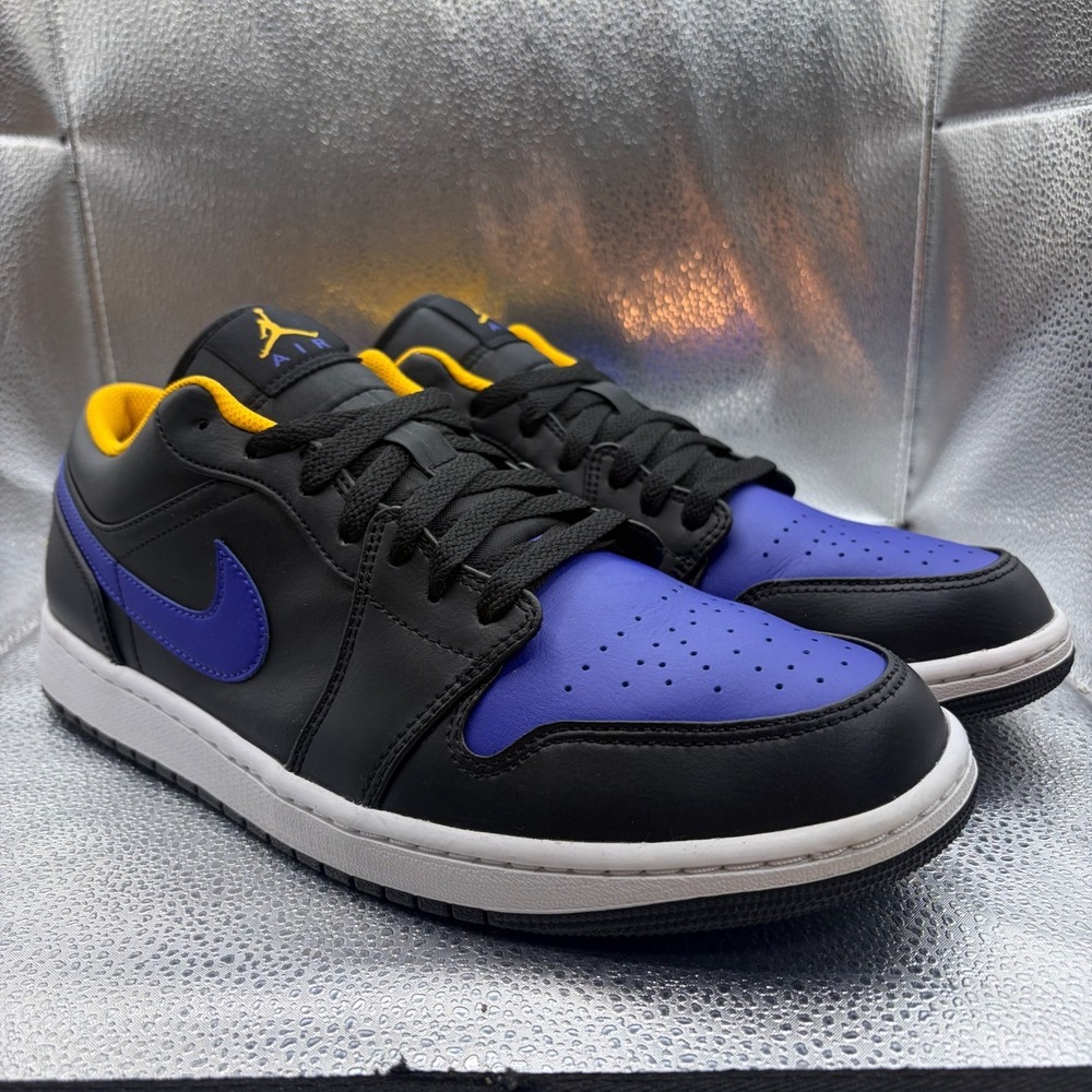 Size‎ 11.5 Nike Air Jordan 1 Low Black/Purple Mens Trainers Shoes 553558-075